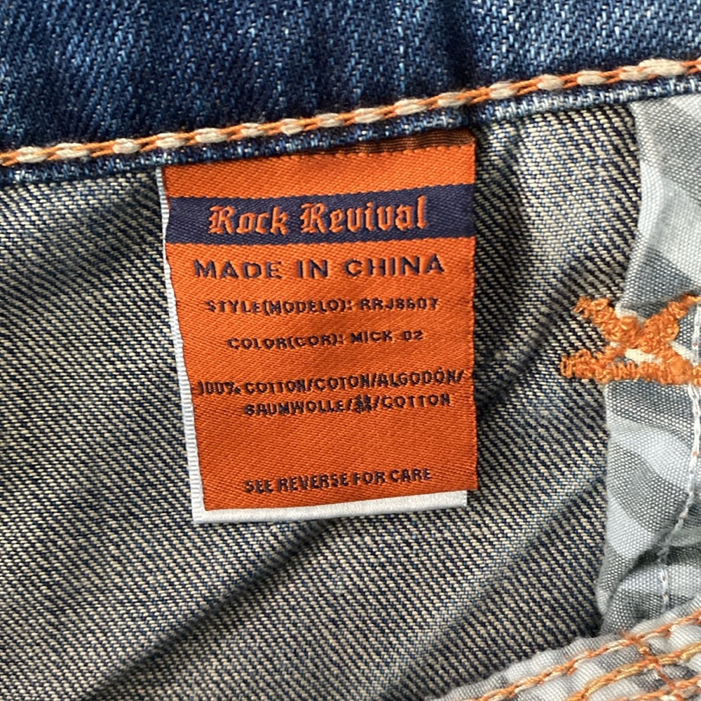 Vintage men’s Rock Revival denim Mick boot cut jeans size 36x30 - Picture 10 of 15